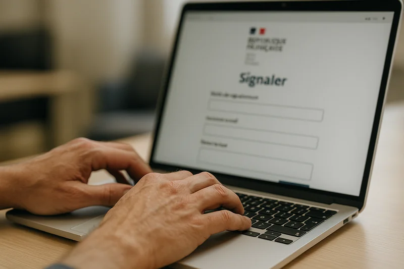 Écran d’ordinateur affichant un comparatif de plateformes de signalement d’arnaques officielles et communautaires