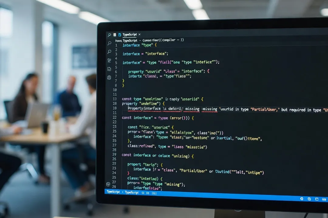 Éditeur de code affichant une erreur de typage soulignée en rouge sur une propriété manquante