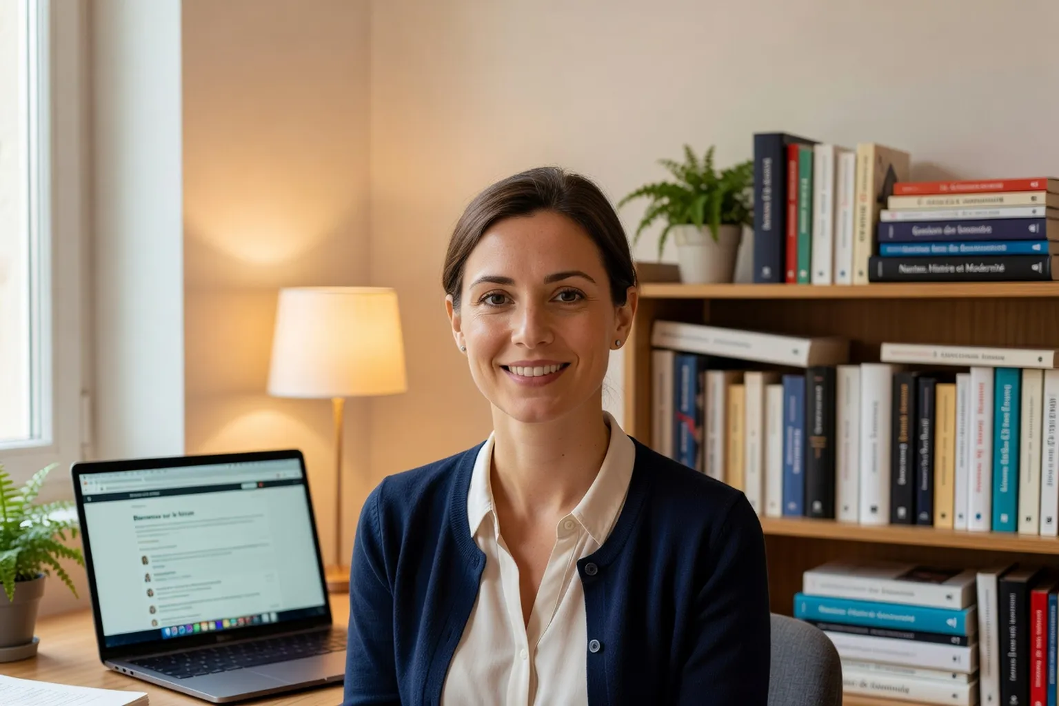 Portrait éditorial de Camille Vasseur, animatrice de forum, en cadrage complet