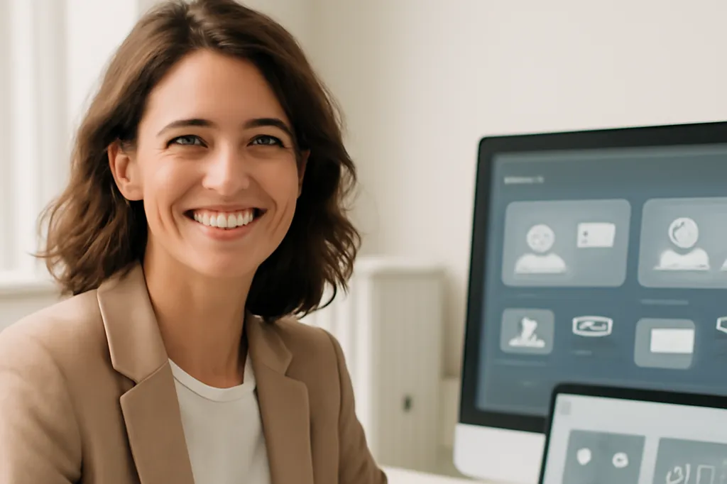 Consultante en communautés en ligne devant plusieurs écrans affichant des interfaces de discussion