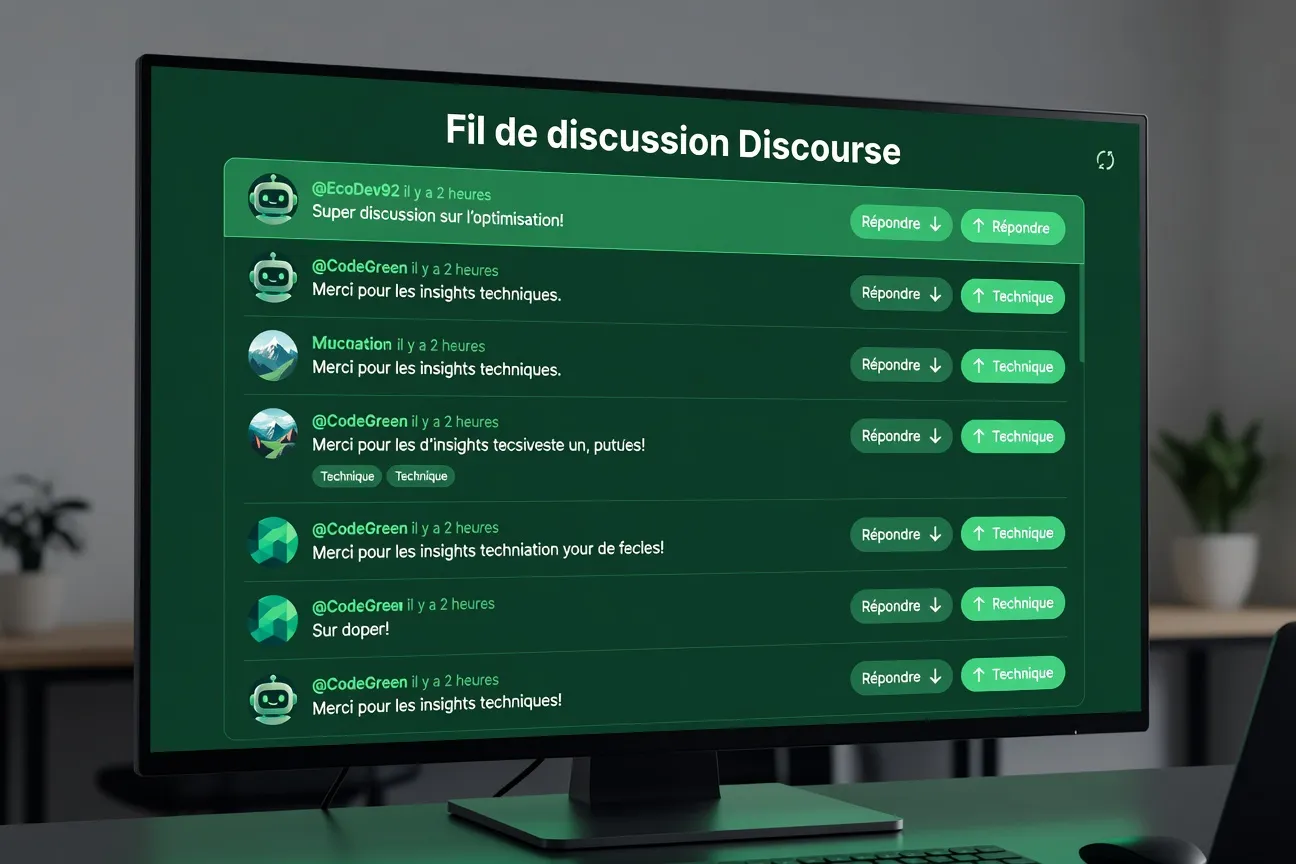 Interface Discourse forum en ligne — fil de discussion actif