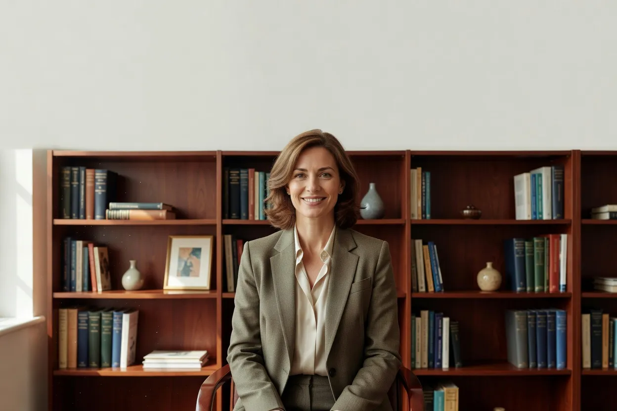 Une psychologue dans son cabinet de consultation