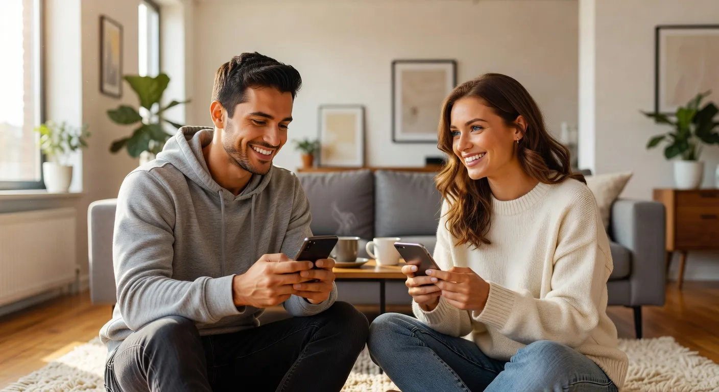 Couple échangeant des messages de séduction