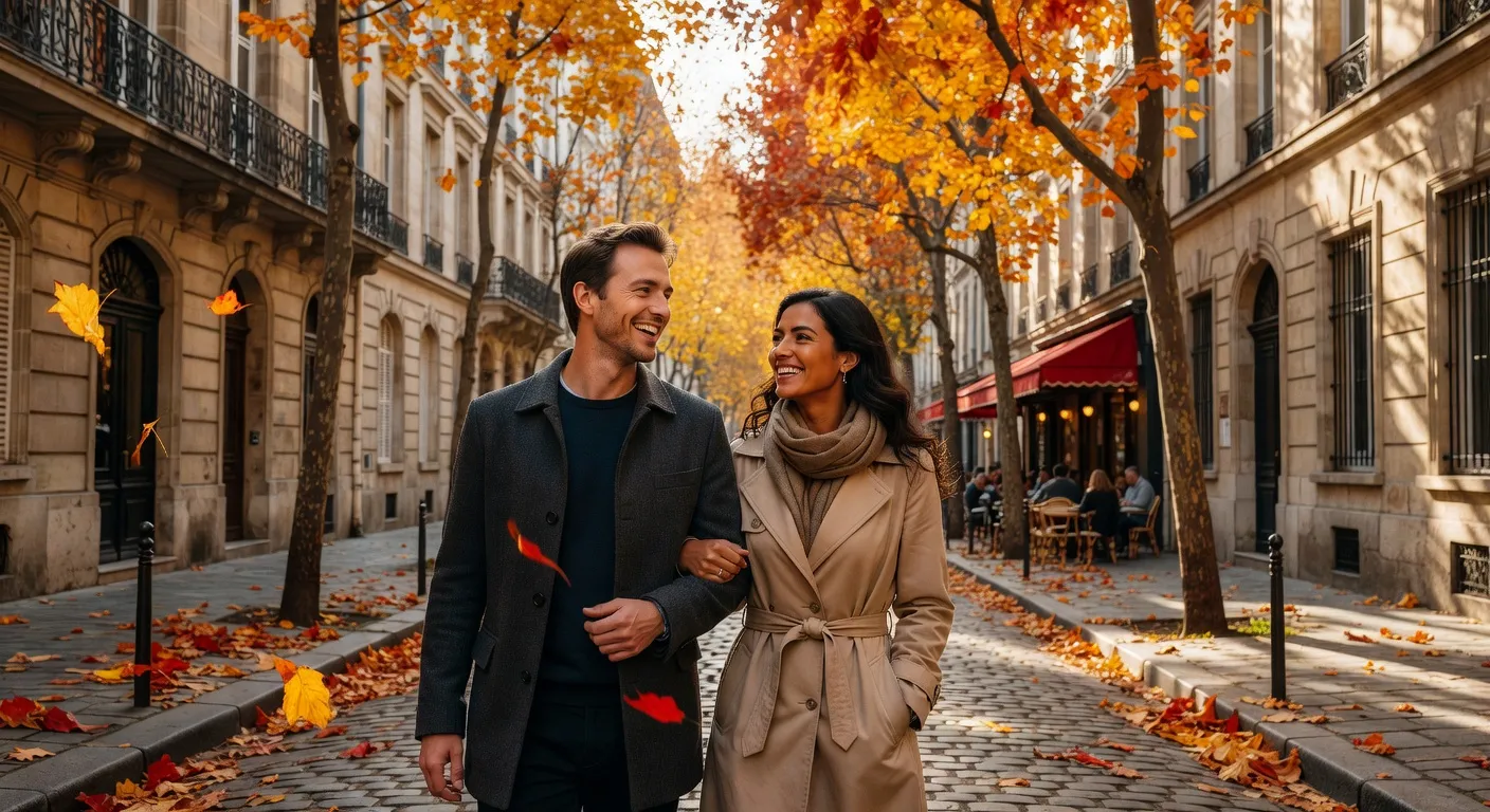 Couple franco-russe souriant en France